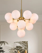Gold Bubble Chandelier over Bathtub 5/13  Frosted Glass Bubbles Light Gold