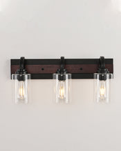 3/4-Light Metal Frame Vanity Lights Over Mirror, Modern Wall Sconce with Clear Glass Shades for Bathroom, Vanity Table, E26 Base