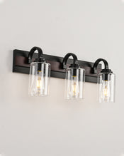 3/4-Light Metal Frame Vanity Lights Over Mirror, Modern Wall Sconce with Clear Glass Shades for Bathroom, Vanity Table, E26 Base