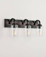 3/4-Light Metal Frame Vanity Lights Over Mirror, Modern Wall Sconce with Clear Glass Shades for Bathroom, Vanity Table, E26 Base