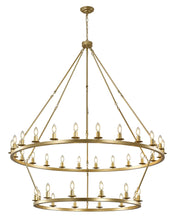 Gold Wagon Wheel Chandelier 2 Tier 60-Inch 36/54-Light, Extra Large Round Rustic Farmhouse Chandelier Metal Circle Chandeliers