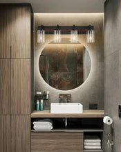 3/4-Light Metal Frame Vanity Lights Over Mirror, Modern Wall Sconce with Clear Glass Shades for Bathroom, Vanity Table, E26 Base