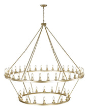 Gold Wagon Wheel Chandelier 2 Tier 60-Inch 36/54-Light, Extra Large Round Rustic Farmhouse Chandelier Metal Circle Chandeliers