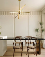 Mid Century Chandelier for Dining Room Minimalist 6-Light Strip Led Black/Gold by Pakokula