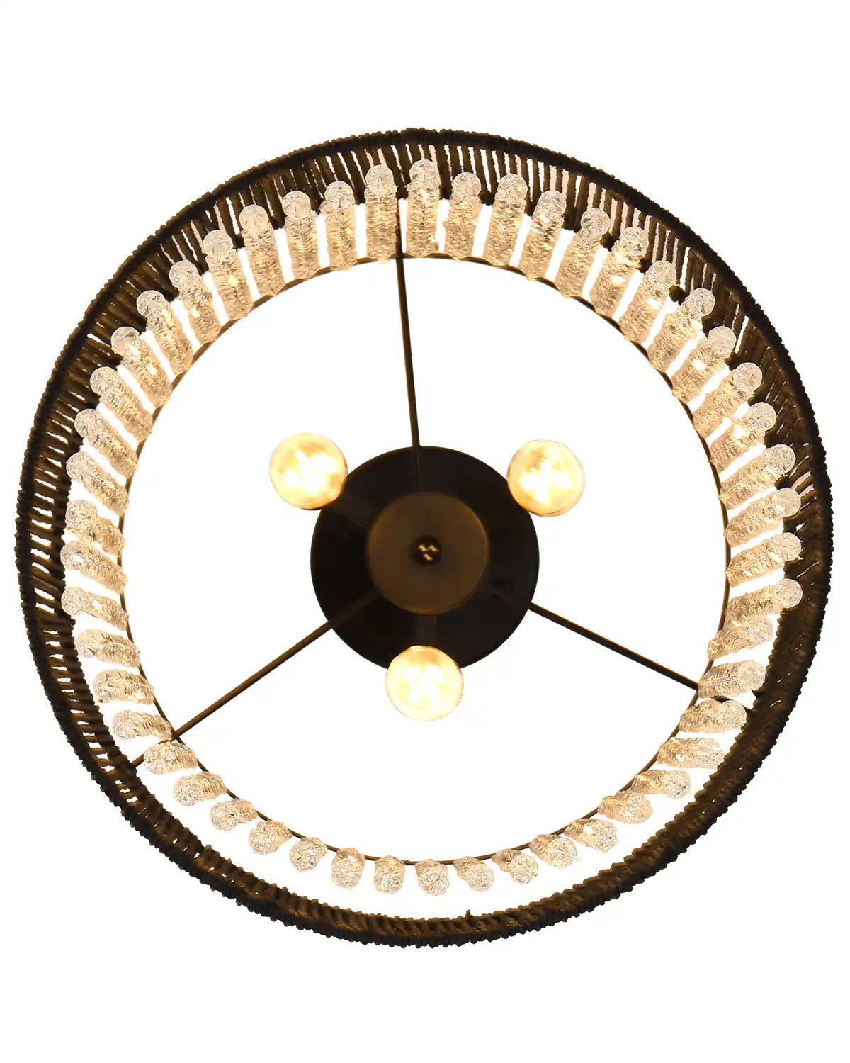 Drum Hanging Light Fixture Swag Lamp Plug | Modern Black Crystal Ceiling Lighting