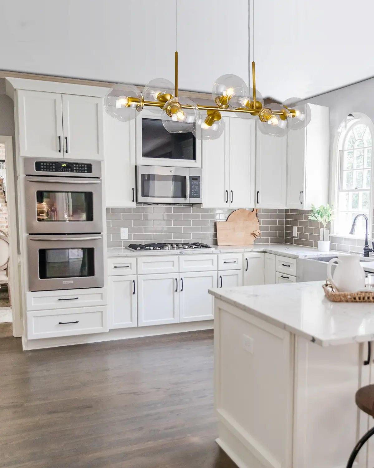 Linear buuble chandelier for kitchen room