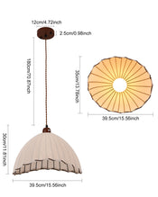 Style Interior Decoration Hanging Light,Yellowish -Circular Cloth Lampshade Pendant Lamp,Adjustable Rope Lighting Fixtures