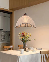 Style Interior Decoration Hanging Light,Yellowish -Circular Cloth Lampshade Pendant Lamp,Adjustable Rope Lighting Fixtures