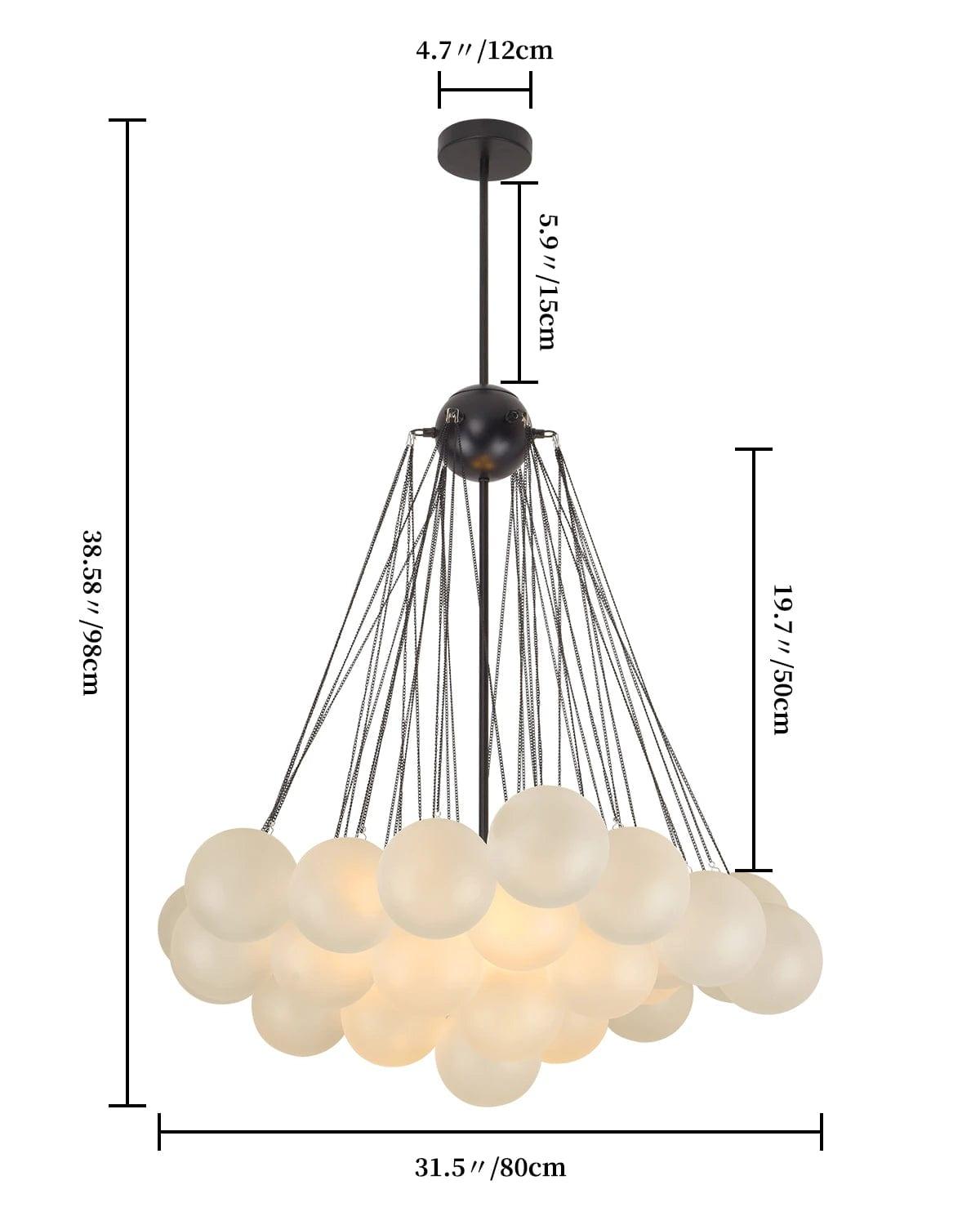 Black Bubble Chandelier with Frosted Glass Globes 19/37 Bubbles - PAKOKULA LIGHTING