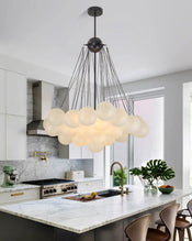 Black Bubble Chandelier with Frosted Glass Globes 19/37 Bubbles - PAKOKULA LIGHTING