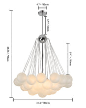 Bubble Glass Light Fixture 19/37 Globes Chandelier Chrome | Frosted Glass Small Bubbles Light