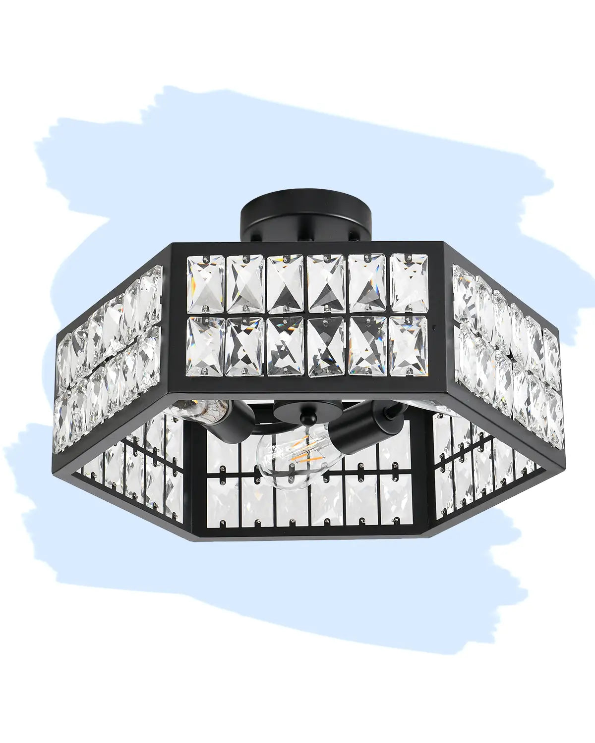 15” 4-Light Modern Crystal Chandeliers Black Dinning Room Light Fixture