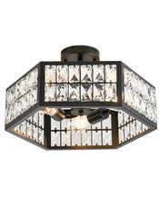 15” 4-Light Modern Crystal Chandeliers Black Dinning Room Light Fixture