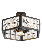 15” 4-Light Modern Crystal Chandeliers Black Dinning Room Light Fixture