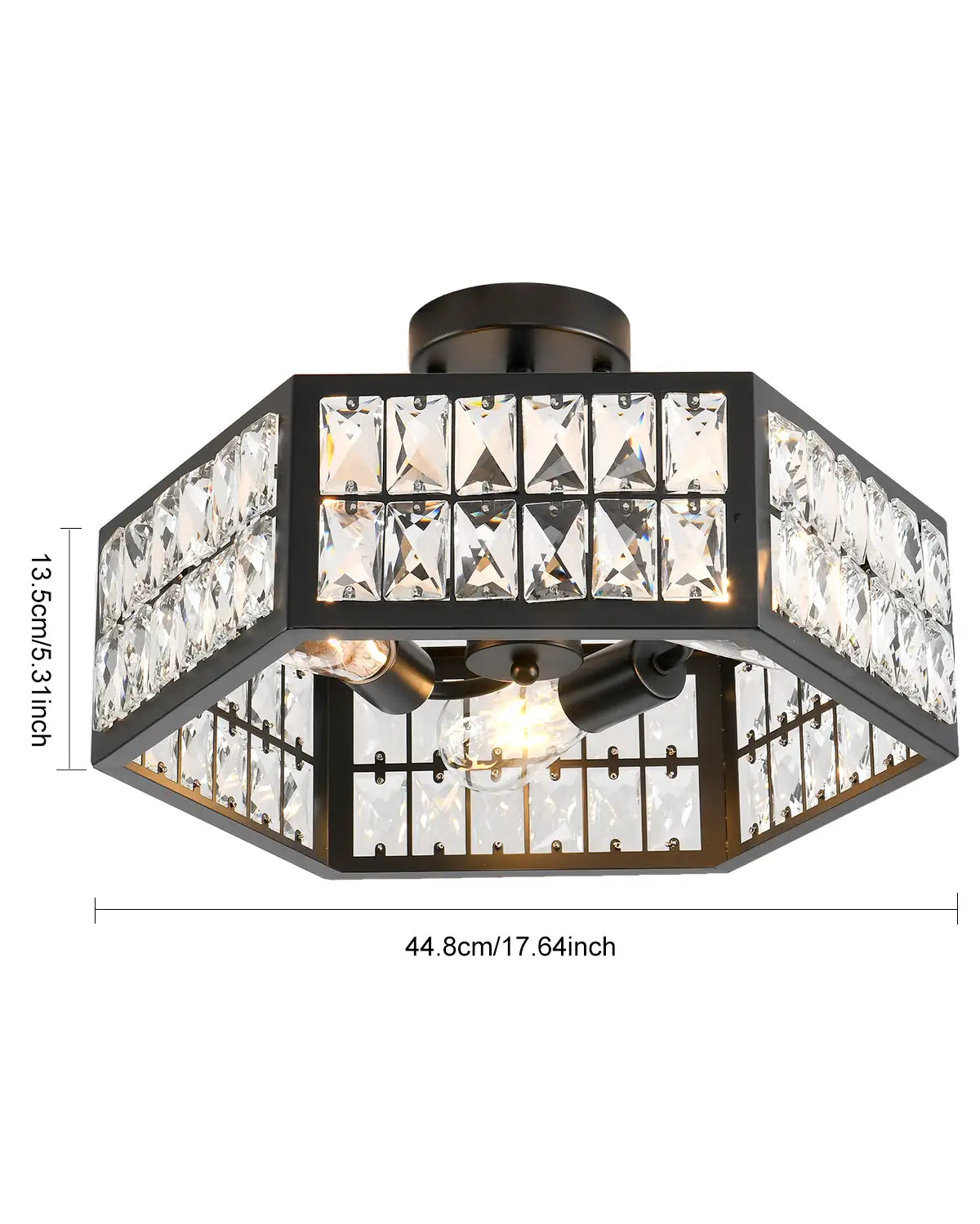 15” 4-Light Modern Crystal Chandeliers Black Dinning Room Light Fixture