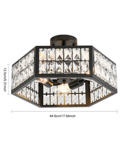 15” 4-Light Modern Crystal Chandeliers Black Dinning Room Light Fixture