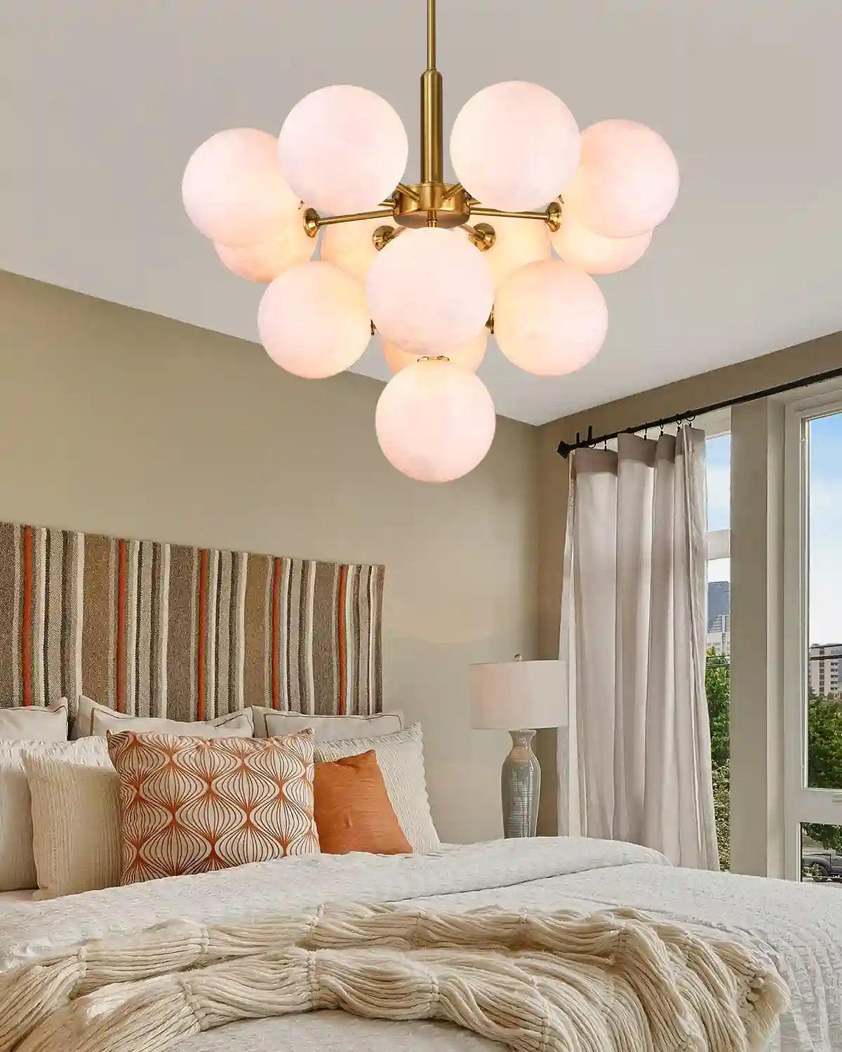 Gold Frosted Glass 5/13 Bubbles Chandelier Visual Comfort Modern Contemporary Style - PAKOKULA LIGHTING