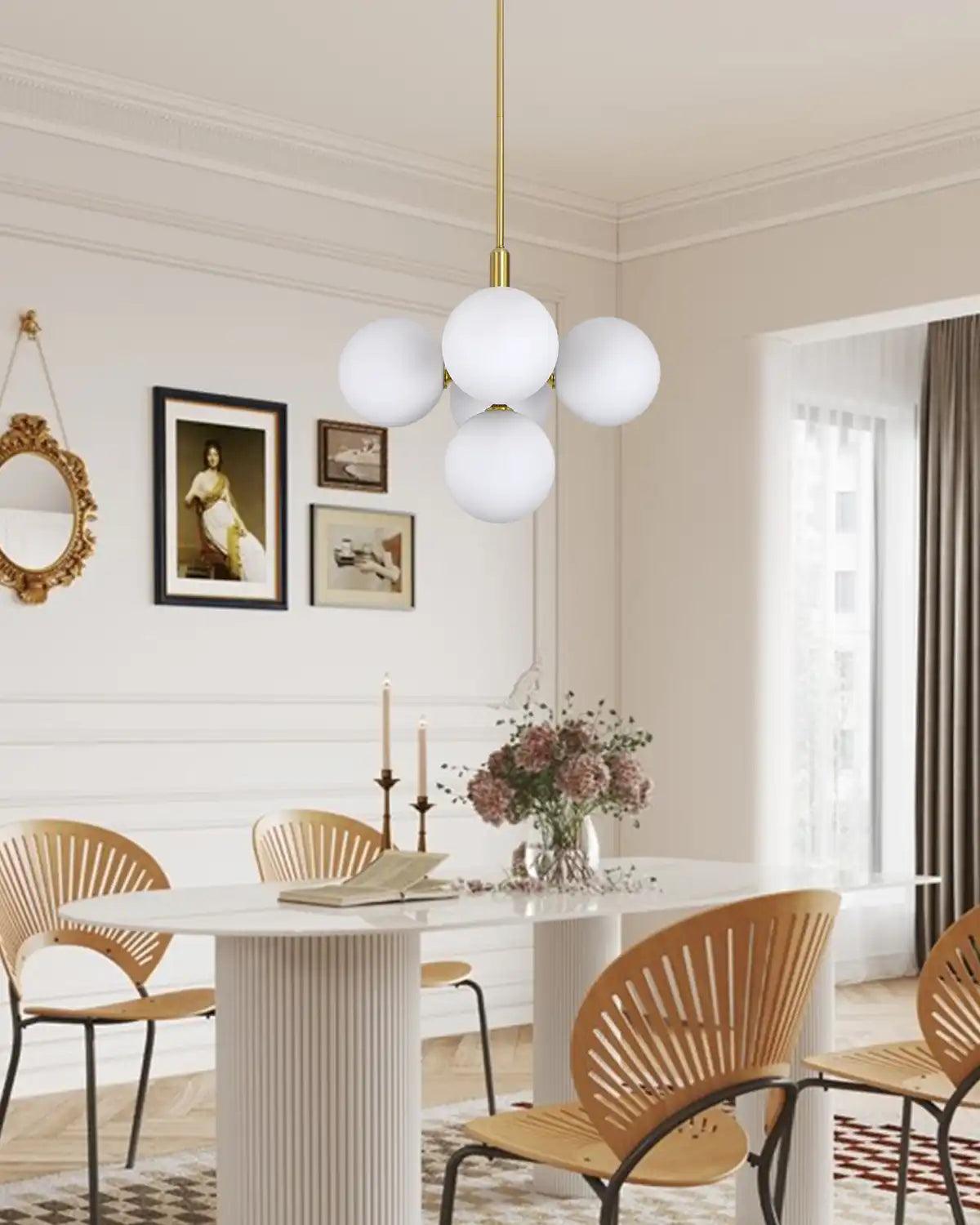 Gold frosted glass bubble chandelier