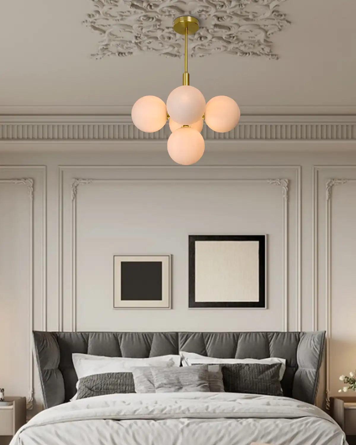Gold Frosted Glass 5/13 Bubbles Chandelier Visual Comfort Modern Contemporary Style - PAKOKULA LIGHTING