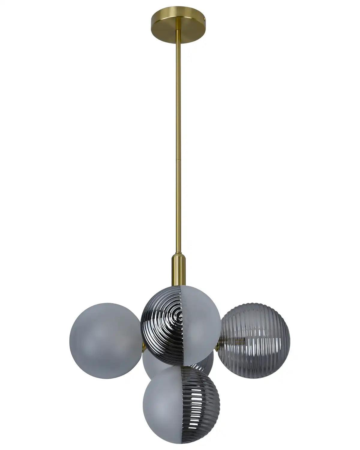 Contemporary Glass Bubble Chandelier Cluster Gray and White Textured 5/13 Bulbs - PAKOKULA LIGHTING