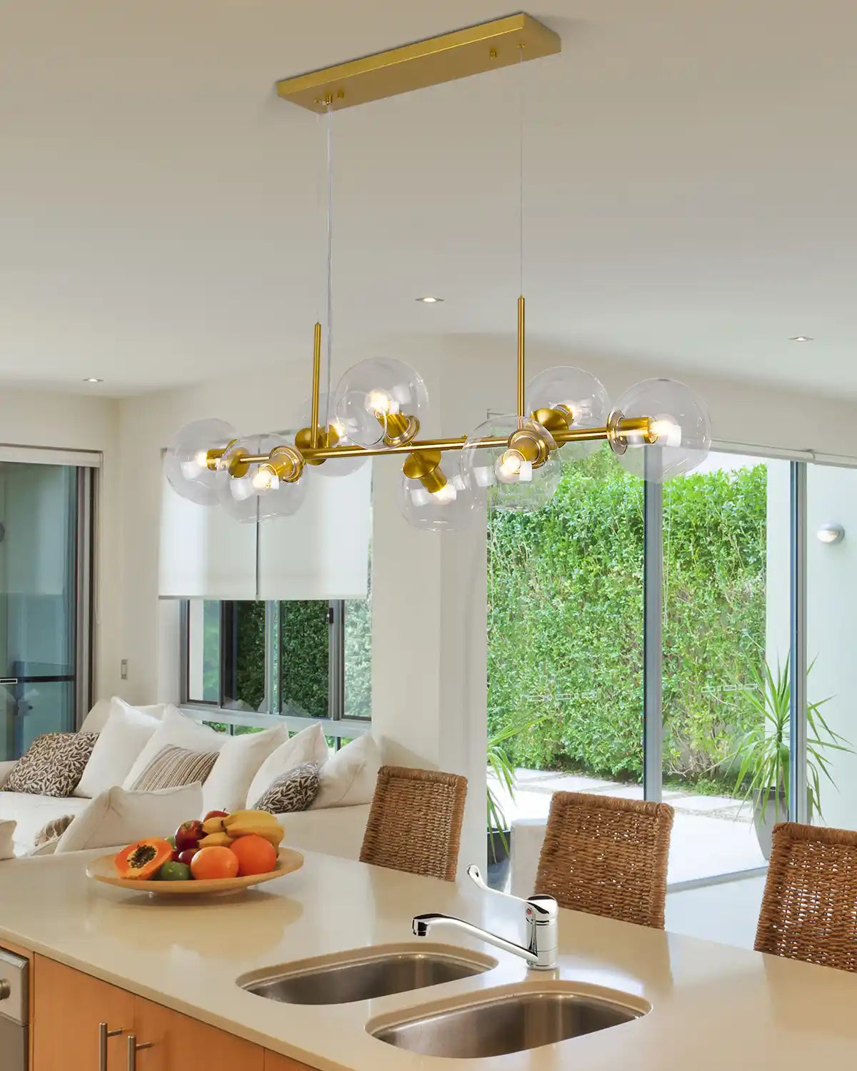 Modern Linear Suspension lighting 8 Globes Pendant Lighting Fixtures For Kitchen Island Office