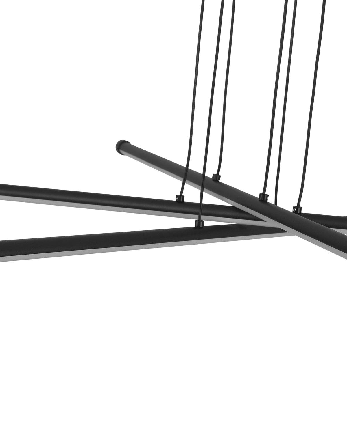 Black Sputnik Chandelier Modern Linear Pendant  3 Stripes Led Light - PAKOKULA LIGHTING