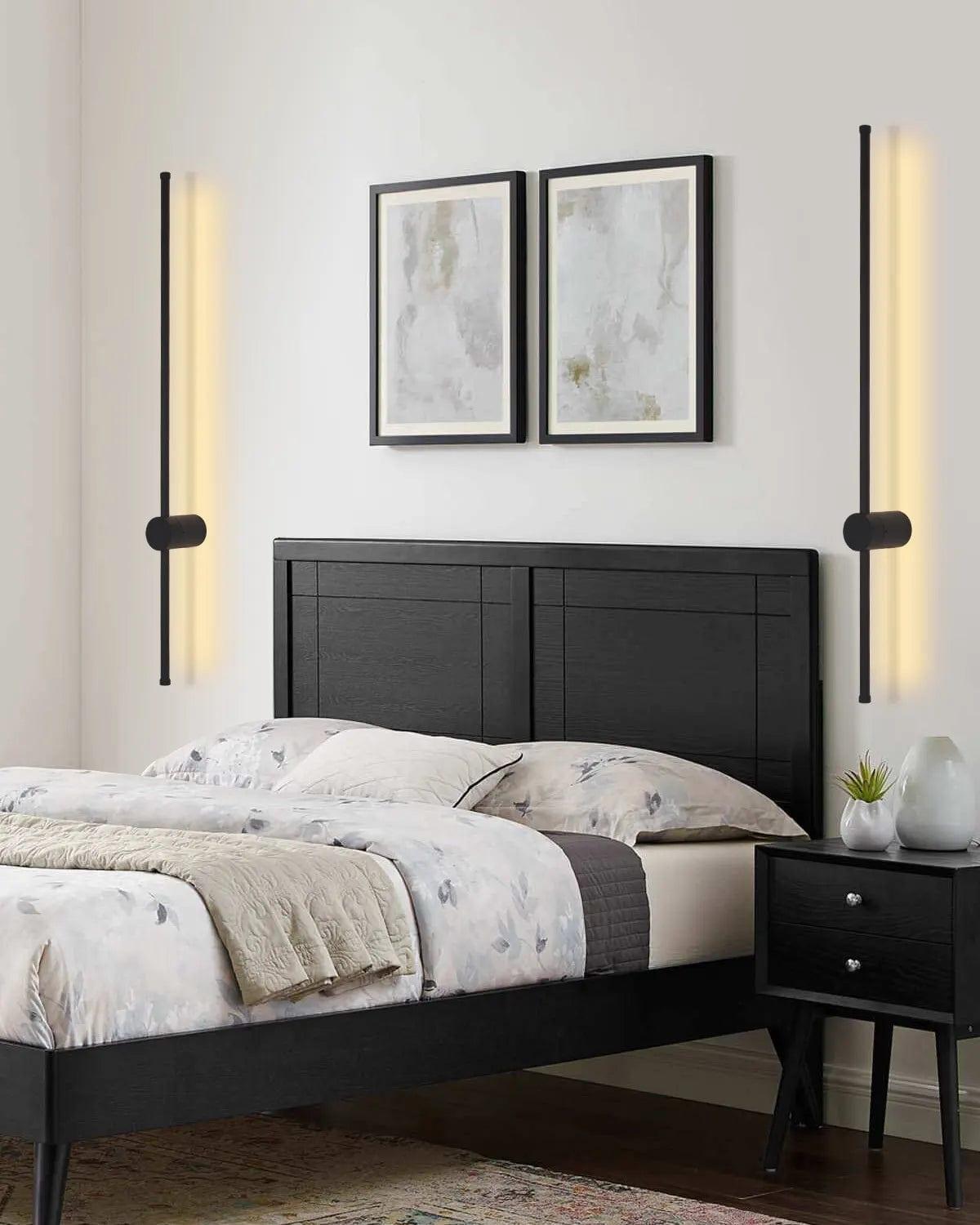 Modern Linear Led Chandelier Semi Flush Mount Integrated LED Lighting for Bedroom Black Bar - PAKOKULA LIGHTING