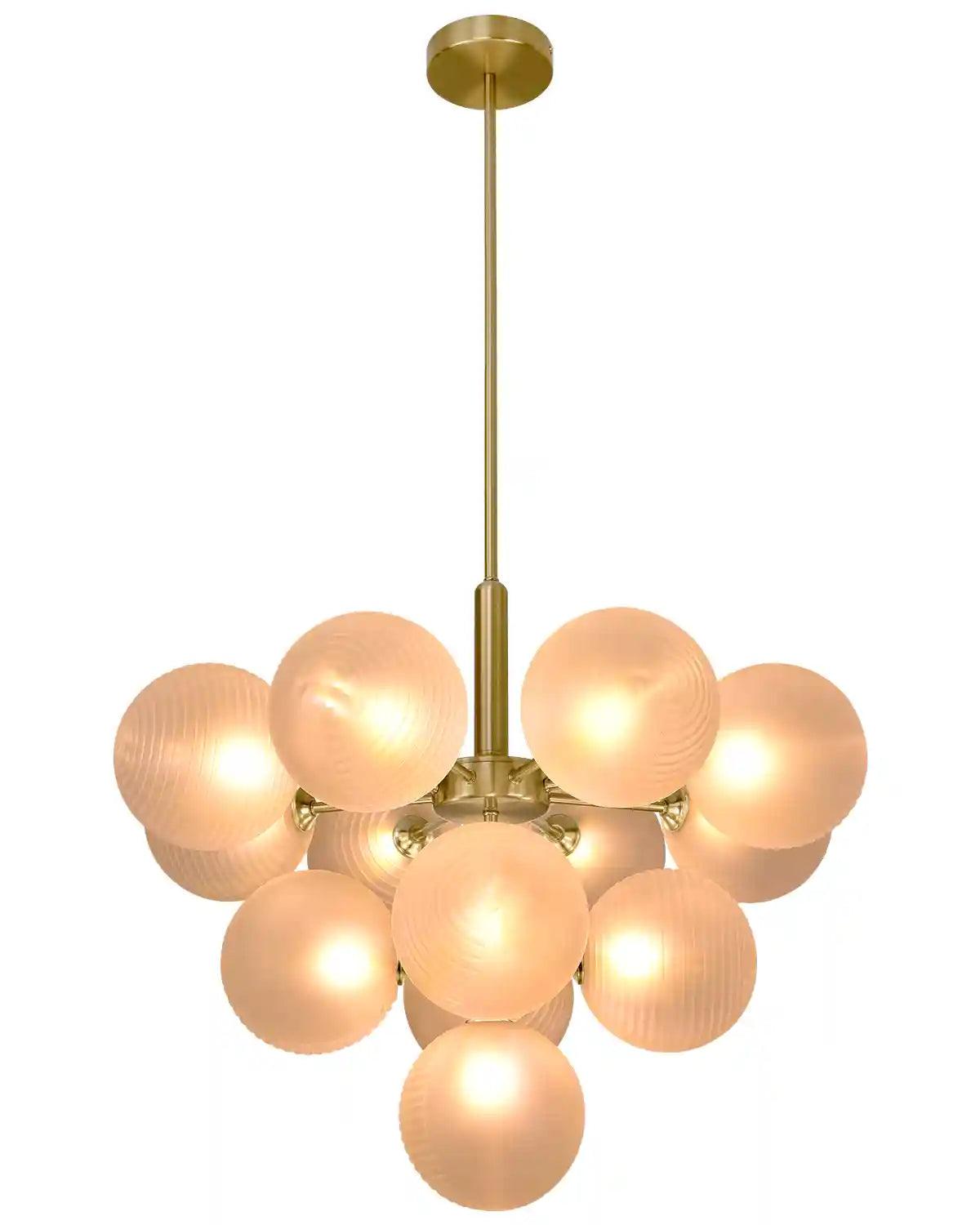 Modern Glass Gold Bubbles Chandelier Fixture for Dining Room, Kitchen Island and Living Room White Glass Globe 5/13 Bubbles - PAKOKULA LIGHTING